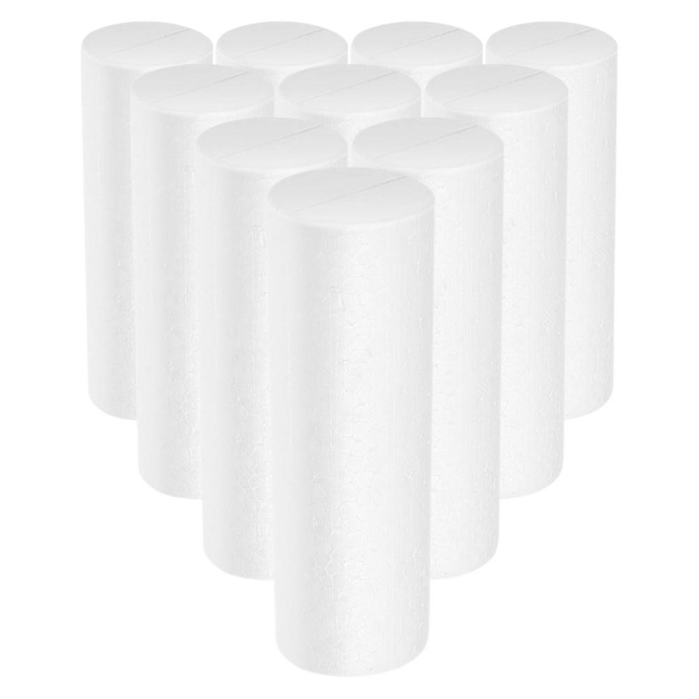 White Foam Cylinder Decor Christmas Cylinder Ornament for DIY 10Pcs Set
