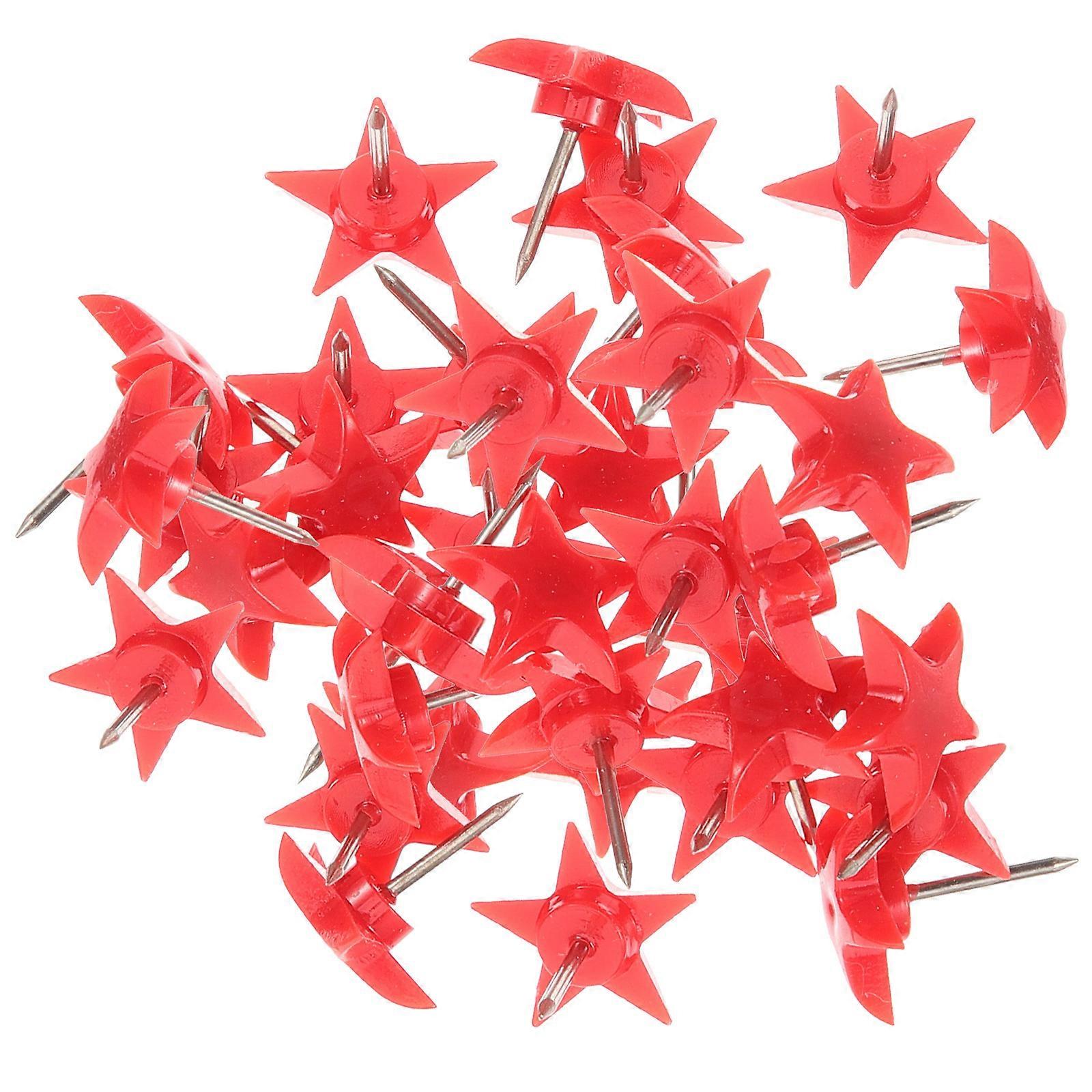 Star Push Pin Thumb Tacks for Office Board 200Pcs Red Plastic
