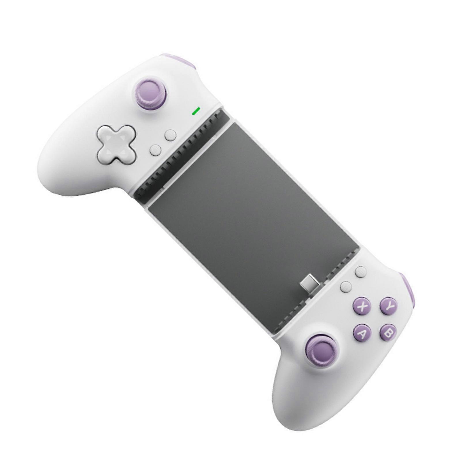 L10 Mobile Game Controller with Double Hall Mechanical Button And Back Button, Type C Connection Stretching Game Handle  white purple