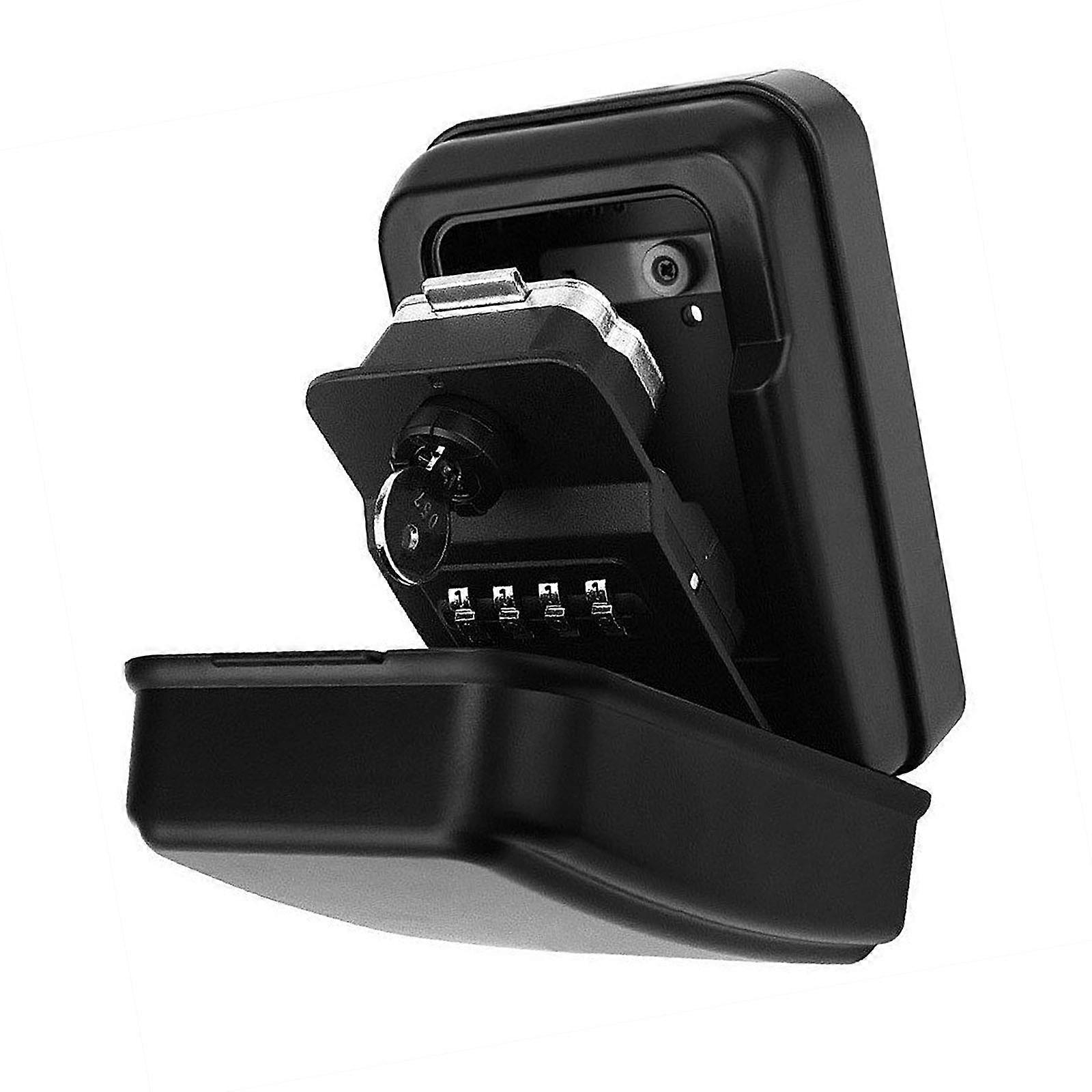 4 Combination Key Safe for Indoor Outdoor Wall Mount Weatherproof Secure Storage Includes Backup Key  Black