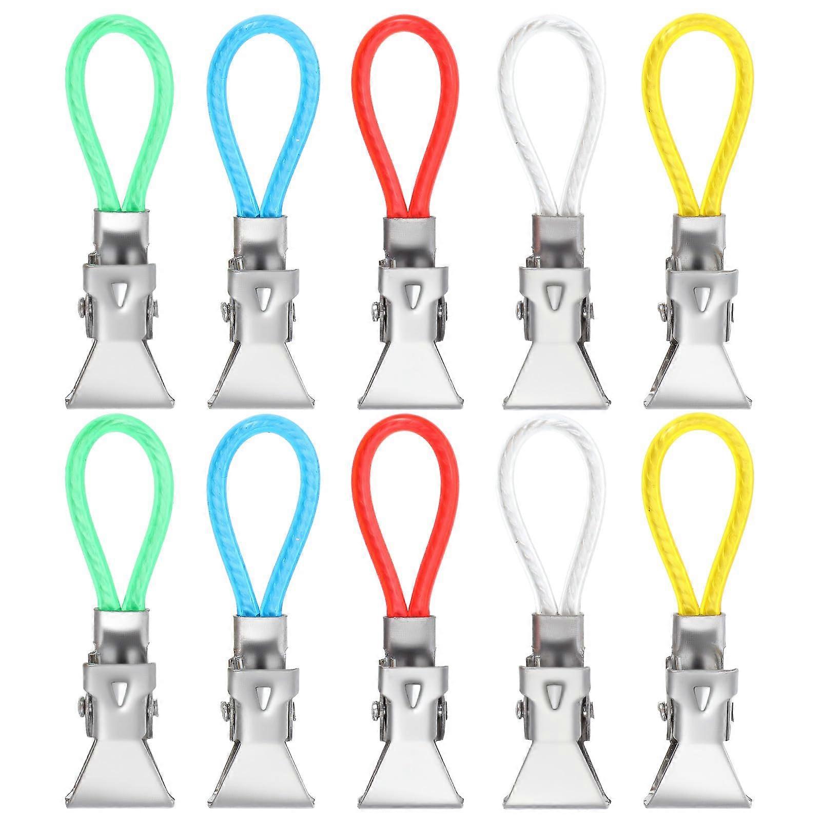 10 PCS MultiColor Silicone Towel Clips with Hanging Loop, Durable SpaceSaving Kitchen Towel Hooks