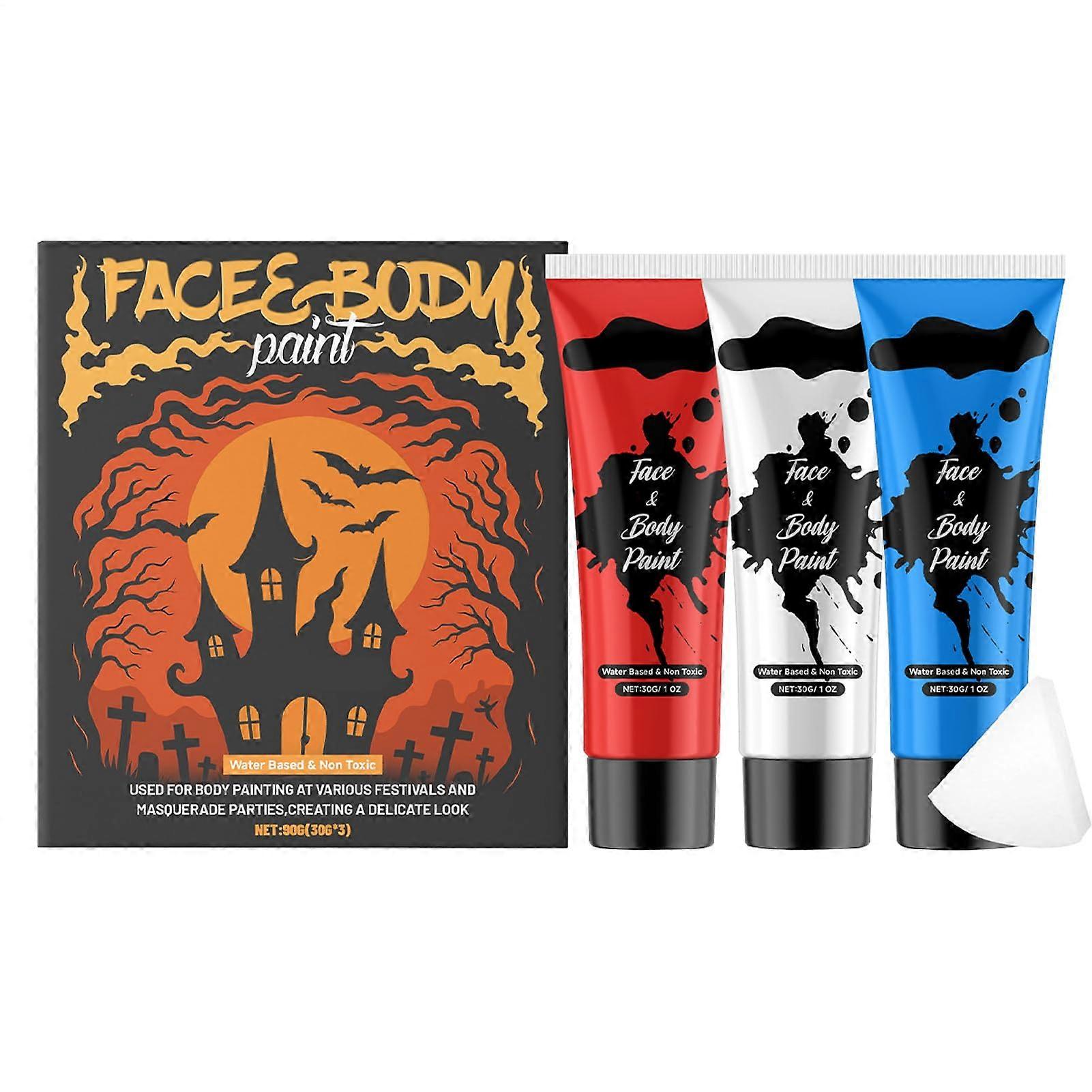 Waterproof Face and Body Paint Set for Halloween Cosplay, Washable FullCoverage Cream Makeup