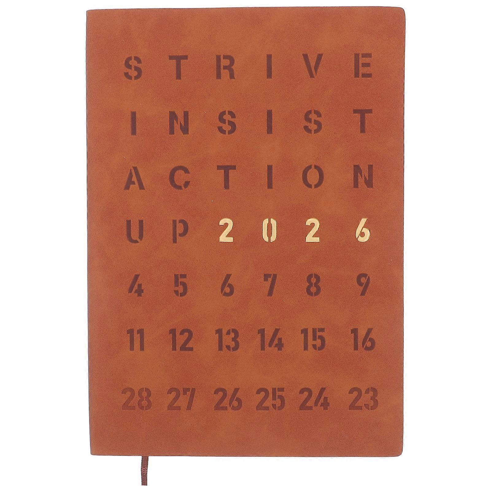 Hardcover Planner Notebook for Daily Scheduling 2026 Brown Edition