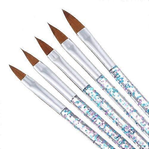 Nail Art Brushes 5pcs Set UV Gel Builder Kit with Silver Acrylic Handle for Precision Designs