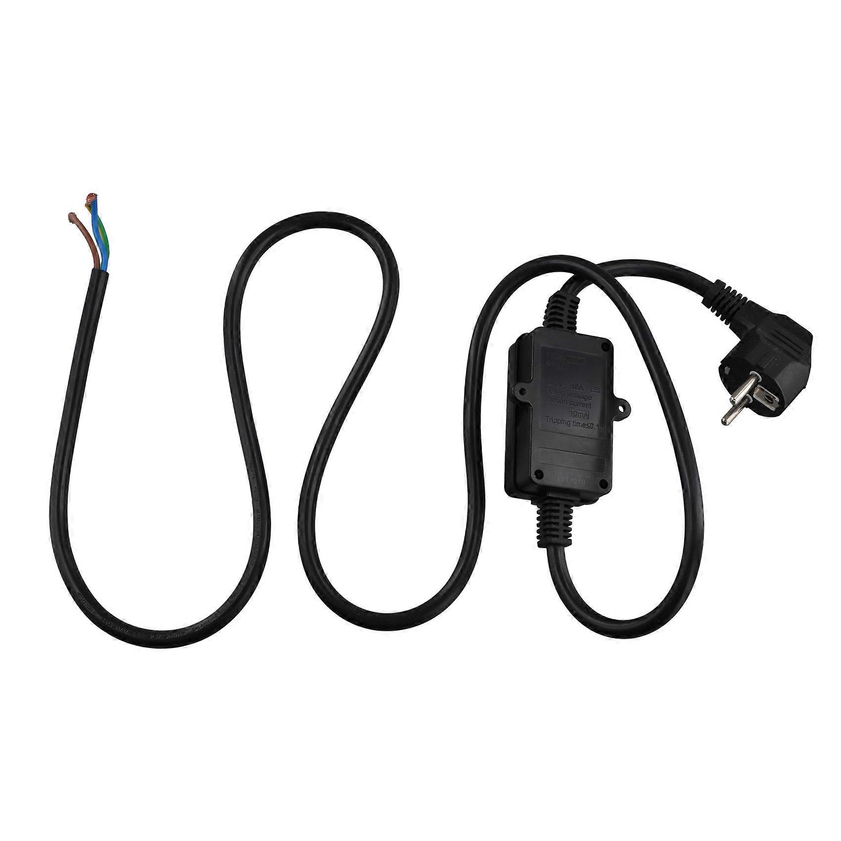 FI Circuit Breaker Socket Residual with Cable, EU Plug Black