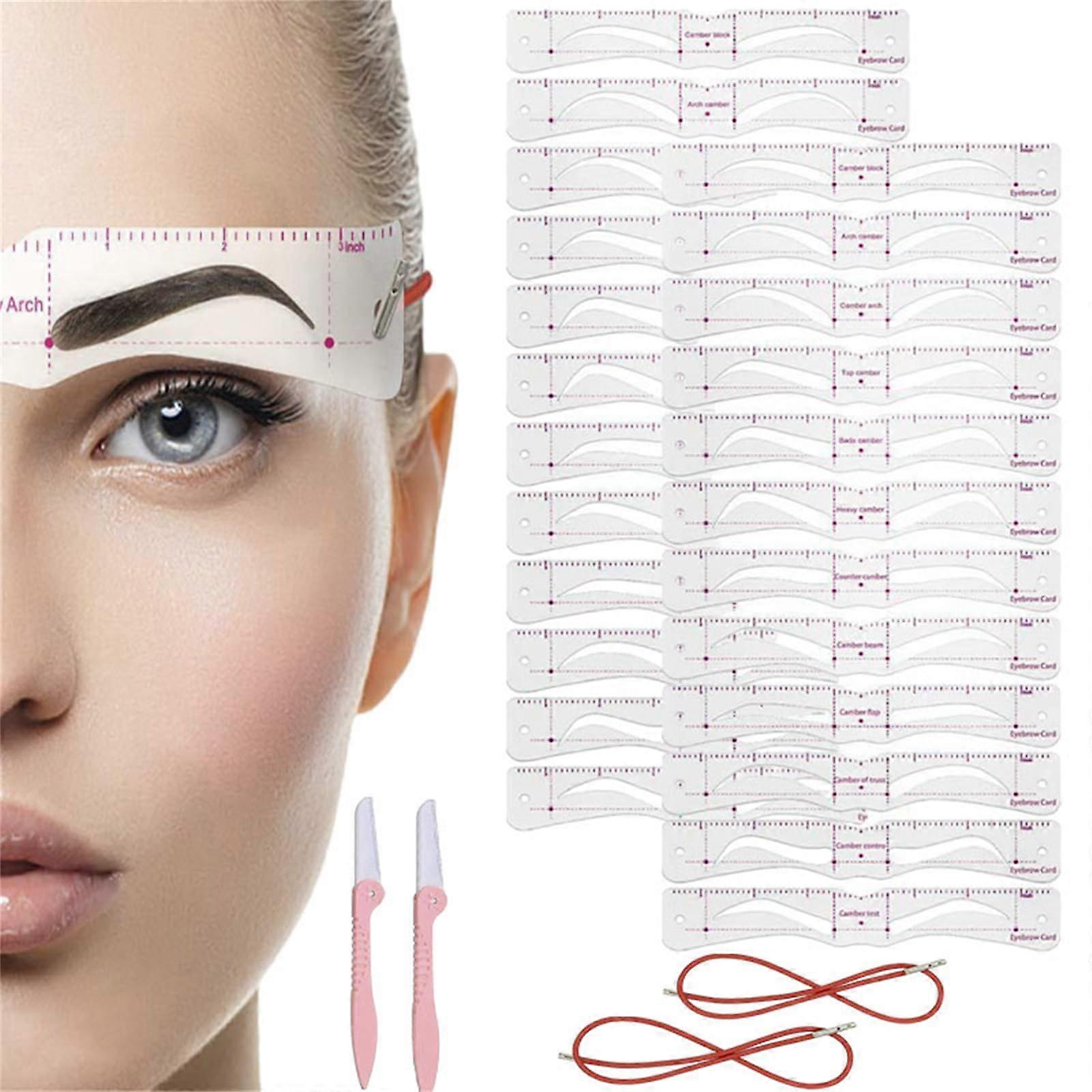 Eyebrow Stencil Kit with Headband, Reusable Eyebrow Stamp Stencil Set for Symmetrical Brows