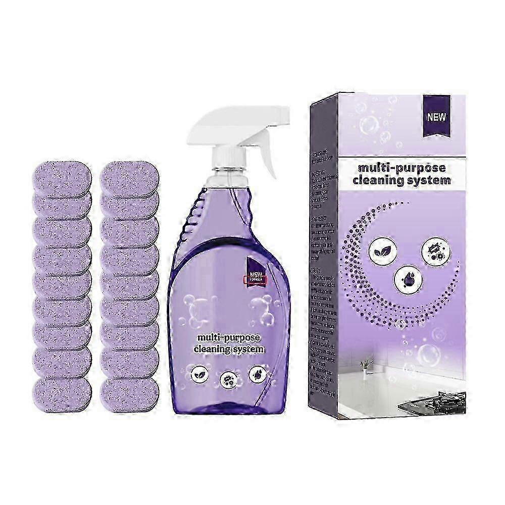 All Purpose Dissolvable Cleaning Tablets with Reusable Spray Bottle for Household Surfaces