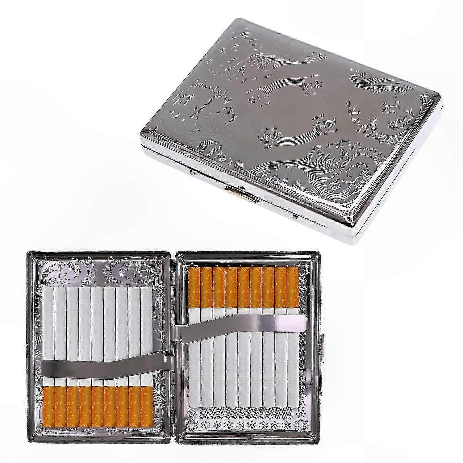 Stylish Silver Cigarette Box - Compact Case for 20 Cigarettes (84mm)