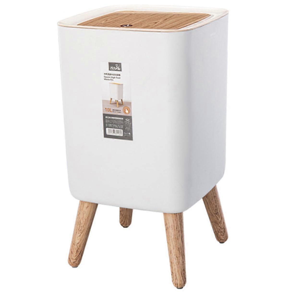 Trash Can with Popup Press Lid, Large Capacity Plastic Kitchen Bin for Bathroom or MultiRoom Use