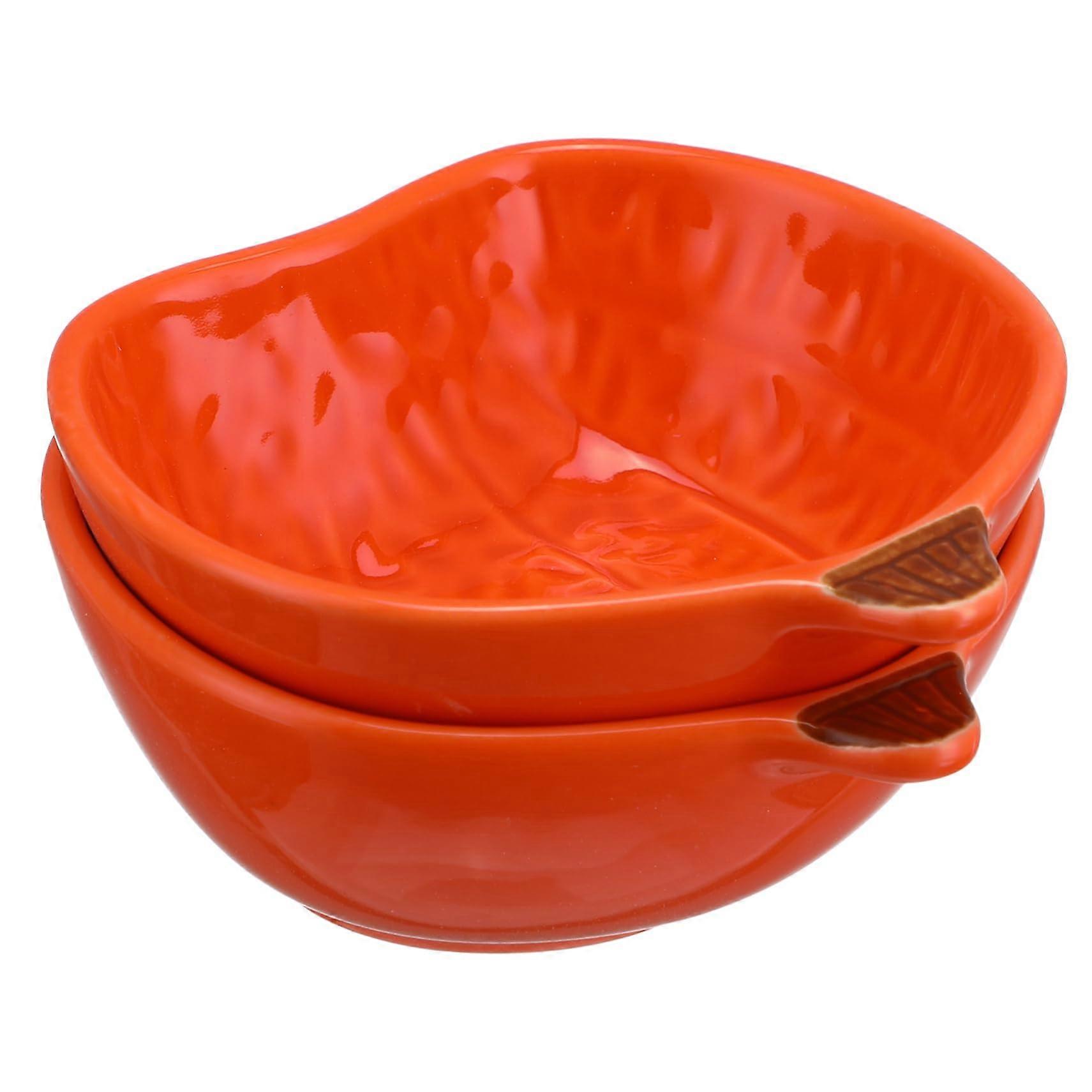 2pcs Halloween Pumpkin Dipping Plates Microwave Safe Stackable Sauce Dishes for Party Appetizers