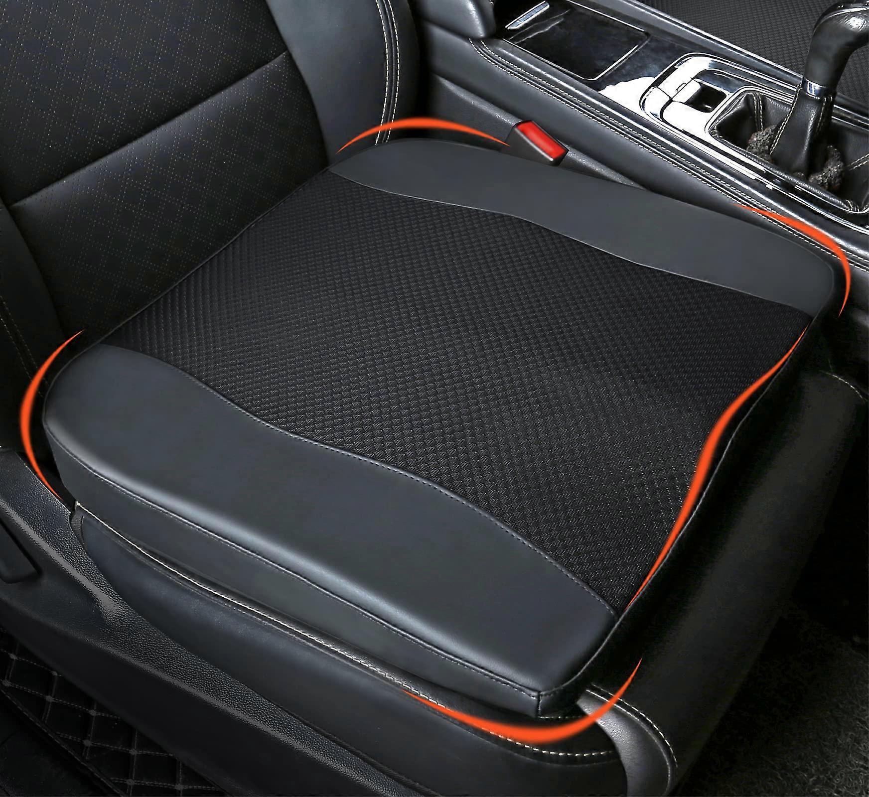 Car Seat Cushion with Memory Foam Support for Sciatica Relief, Ergonomic WShape, Black Mesh Leather