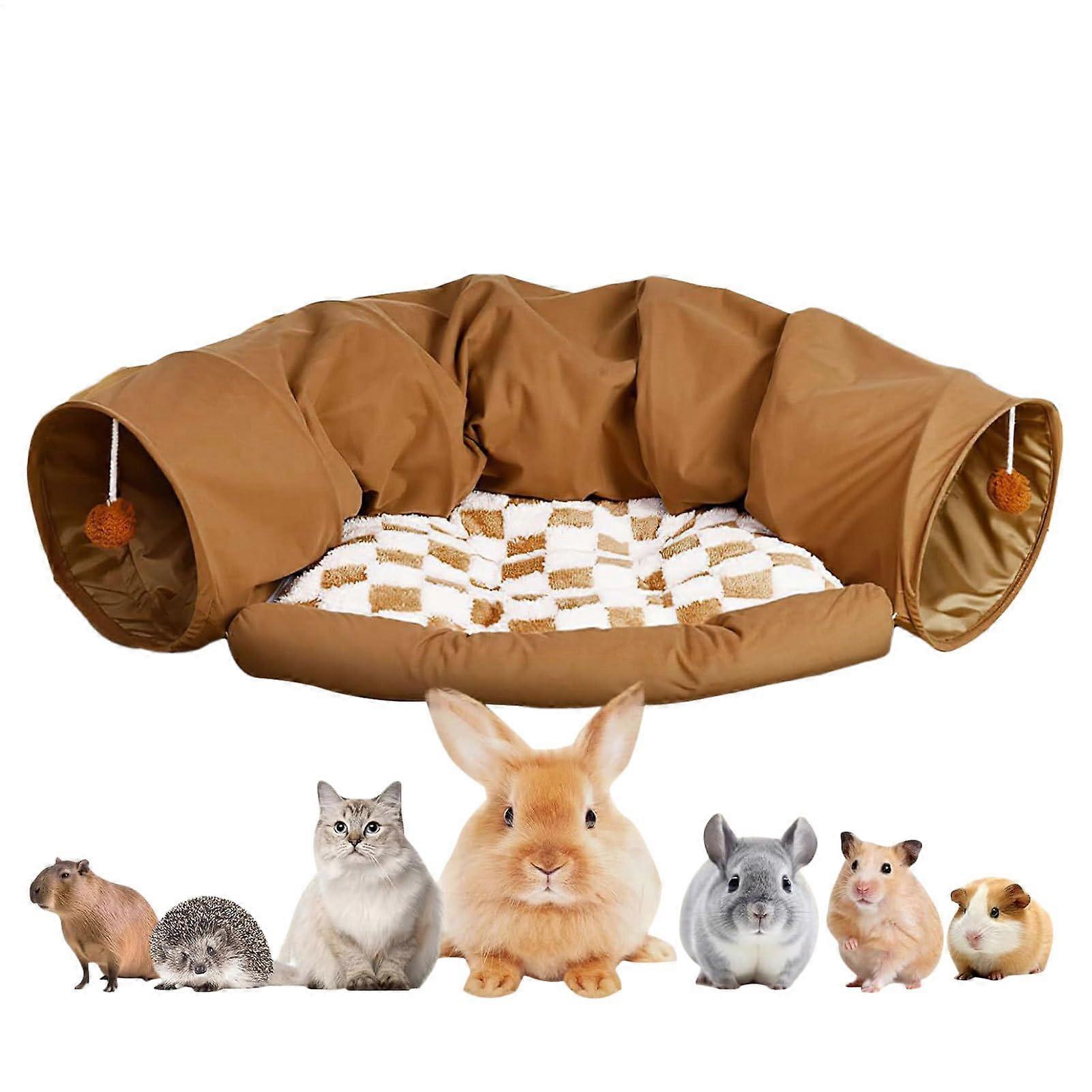 Cat Tunnel with Warmth Retaining Layer, Foldable Design and Washable Pad for Indoor Cats