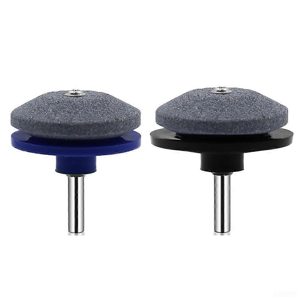 Lawn Mower Blade Sharpener with 3 Corundum Stones for Drill, Restores Sharpness, Blue