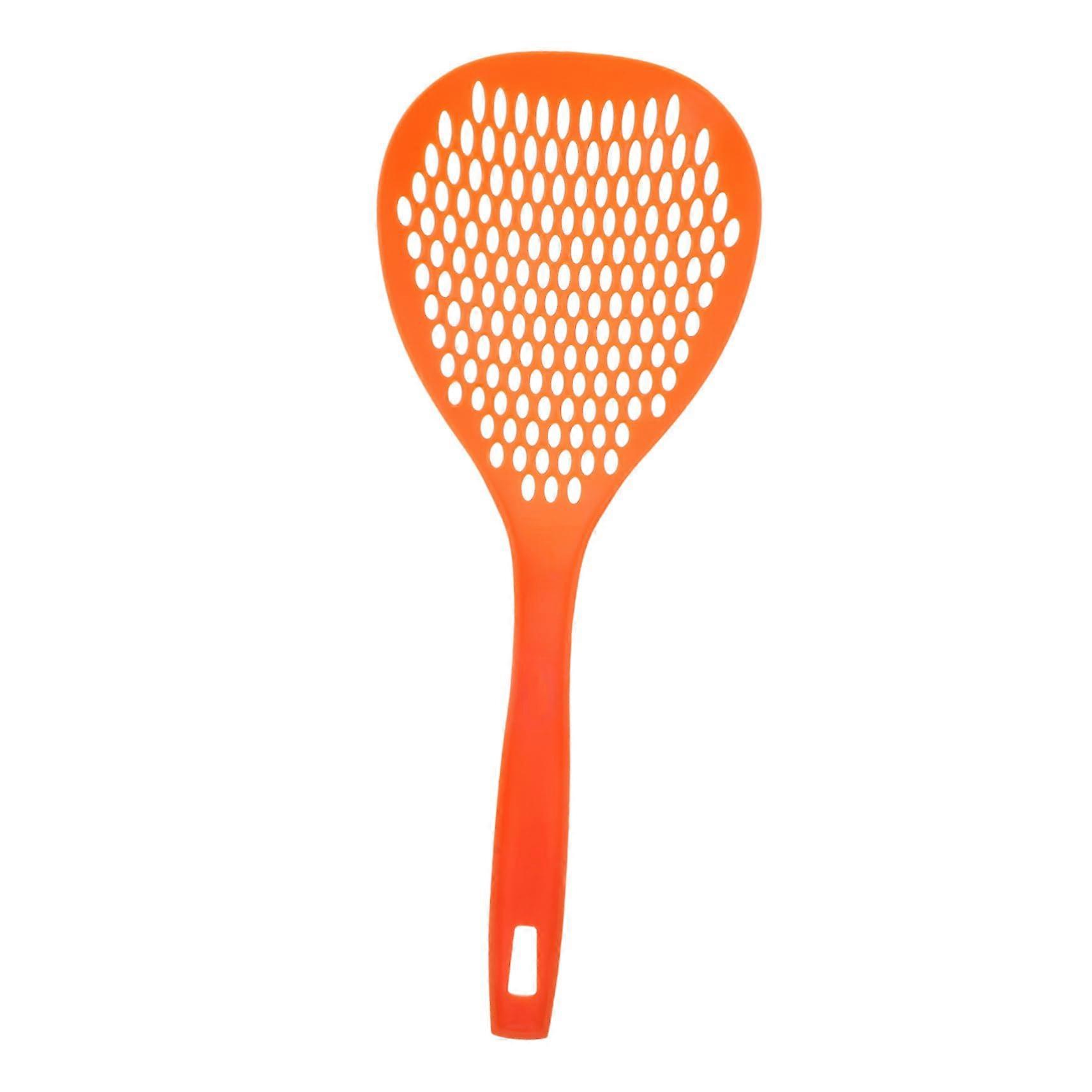 Kitchen Strainer Spoon with Large Handle for Fast Water Drainage Pasta and Vegetables Orange Plastic