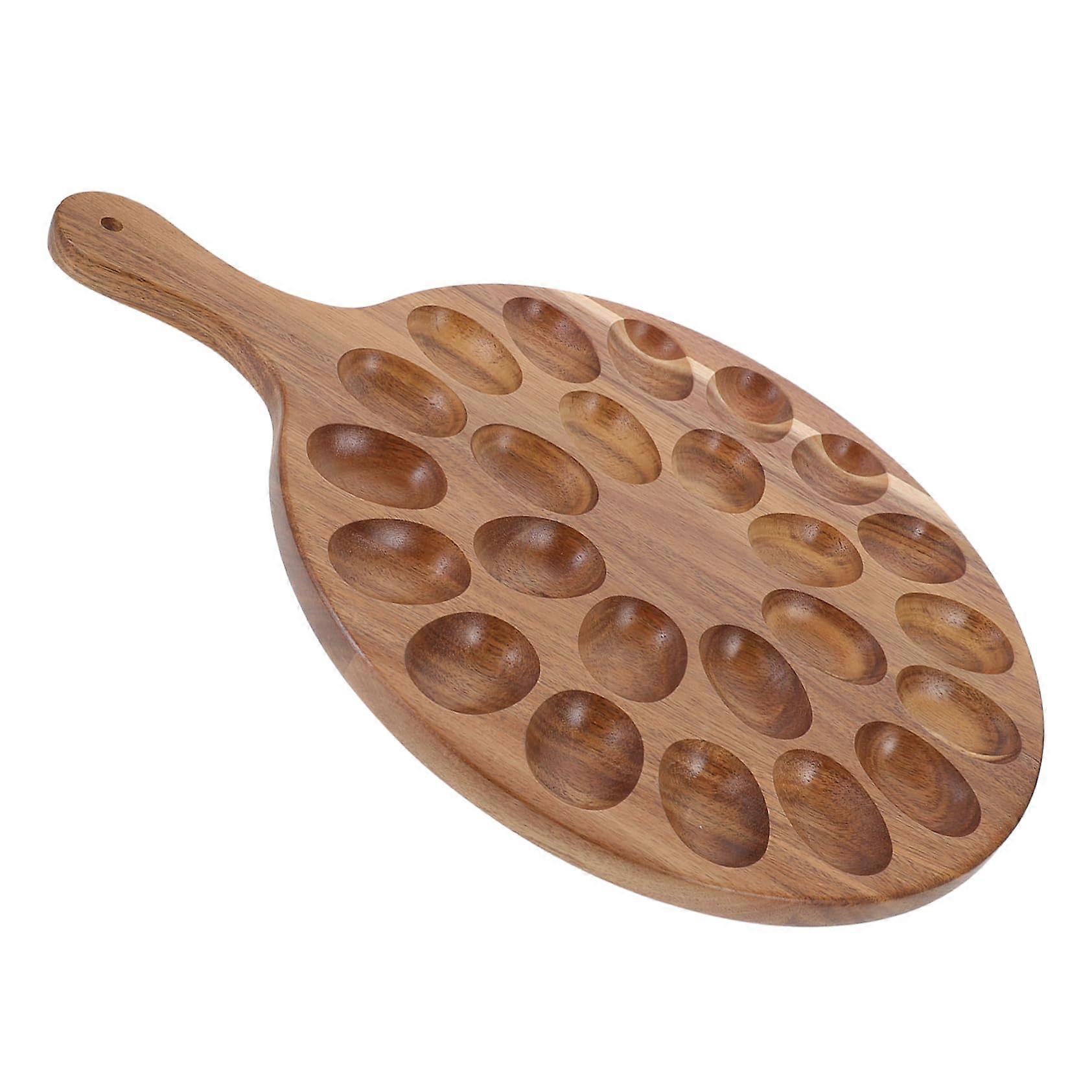 Deviled Egg Platter with NonStick DualSided Wooden Tray for Easter Christmas Holiday Parties