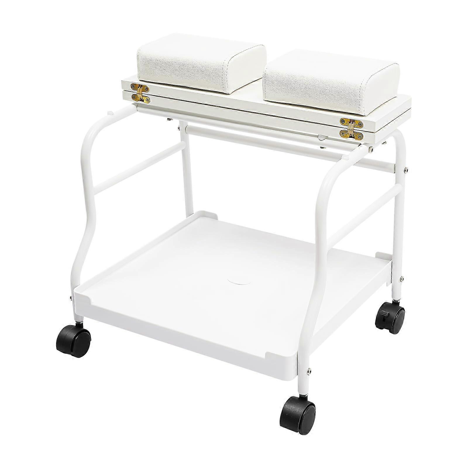 Foot Spa Trolley with Stable Support and Lockable Wheels for Pedicure Station White