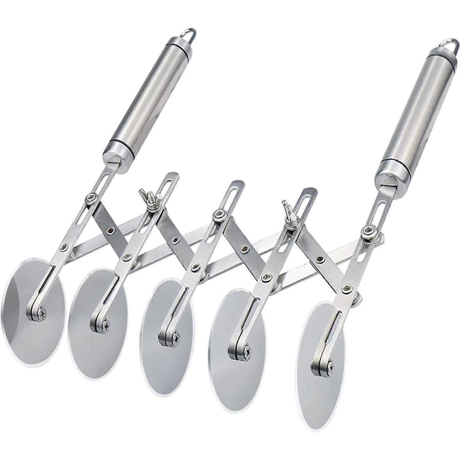 Dough Cutter, Pizza Cutter, 5-Wheel Adjustable Pie Divider