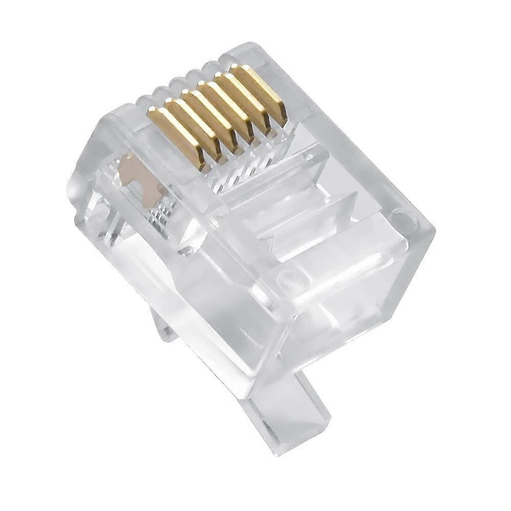 RJ12 6P6C Connectors for Solid Round Wire, Clear Housing, Secure Contact, 20 or 100 Pack