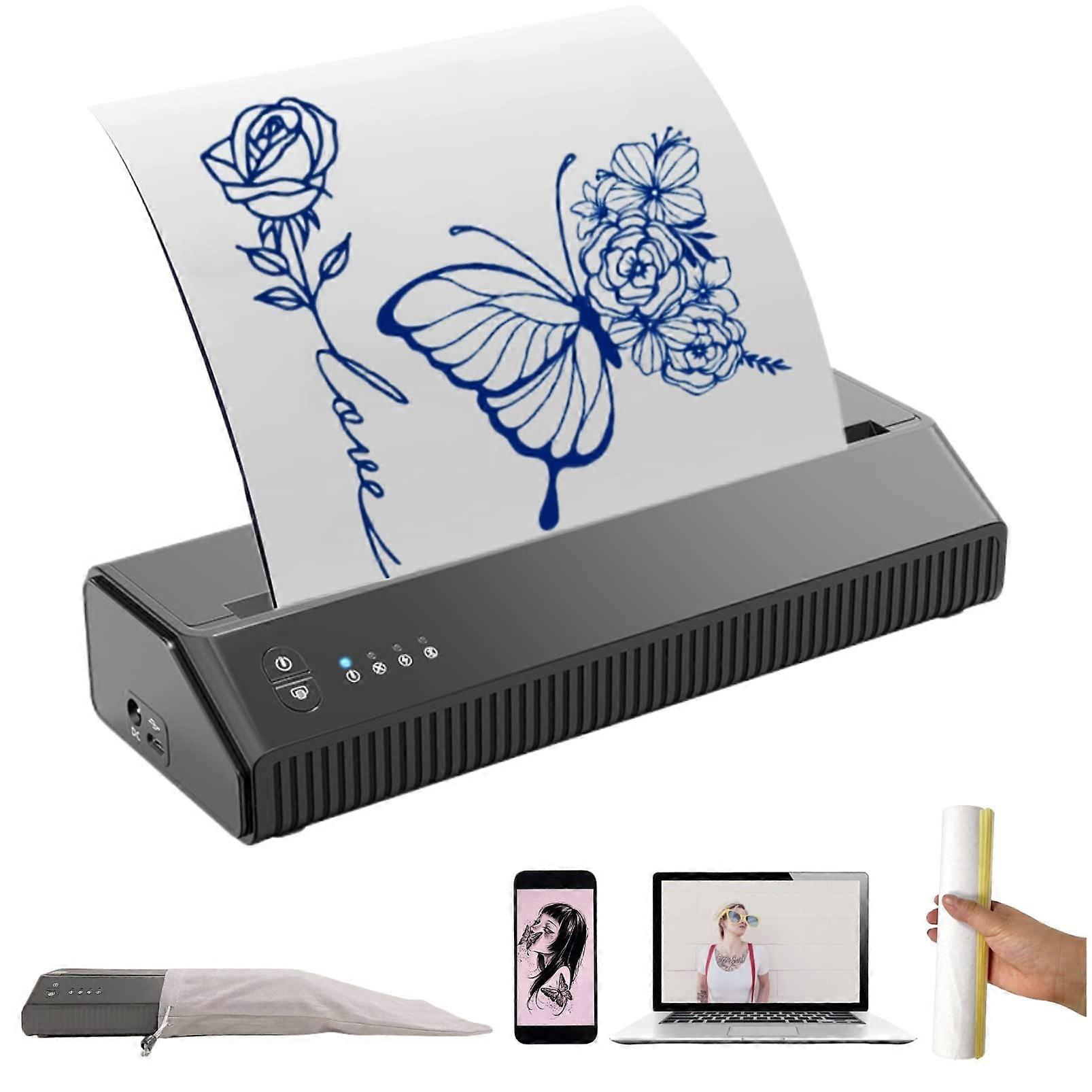 Wireless Bluetooth Tattoo Stencil Printer with 10 Transfer Sheets for Artists