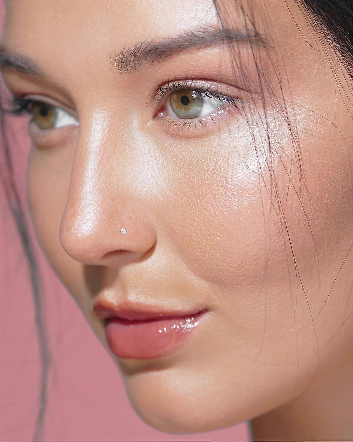 Flat Silver Nose Stud - Thin 24 Gauge Silver Nose Ring Stud - Tiny L Shape 925