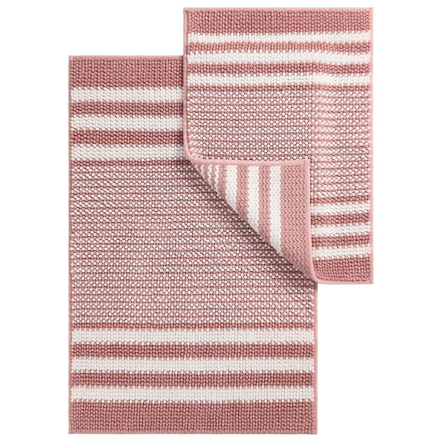 Pink Bathroom Rug Set 2 Piece Extra Soft Absorbent Non Slip Machine Washable Bath Mat Set