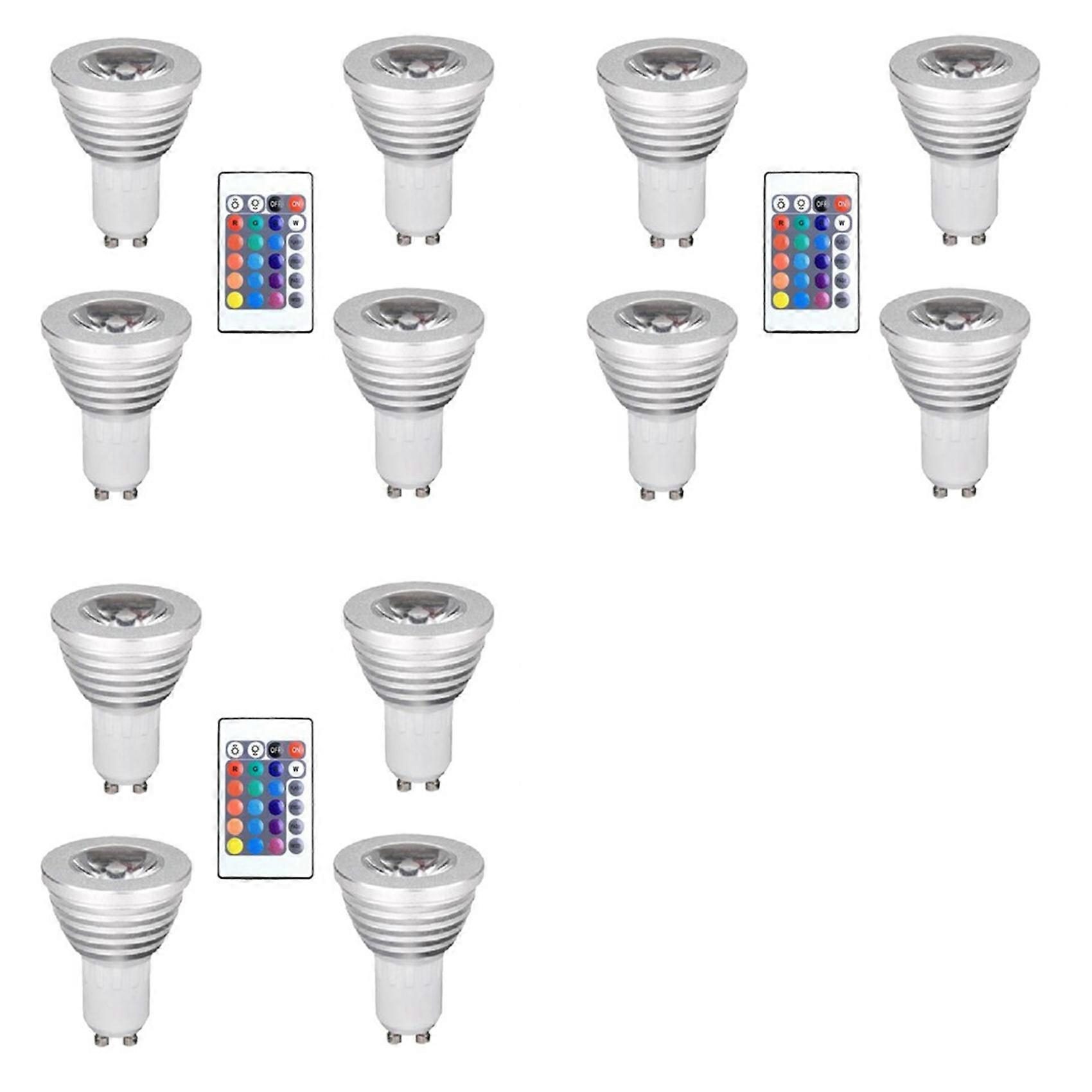 12pcs GU10 Bulbs and 1remote Control with Memory Function 4dynamic Lighting Modes Spotlight 17colors Changeable