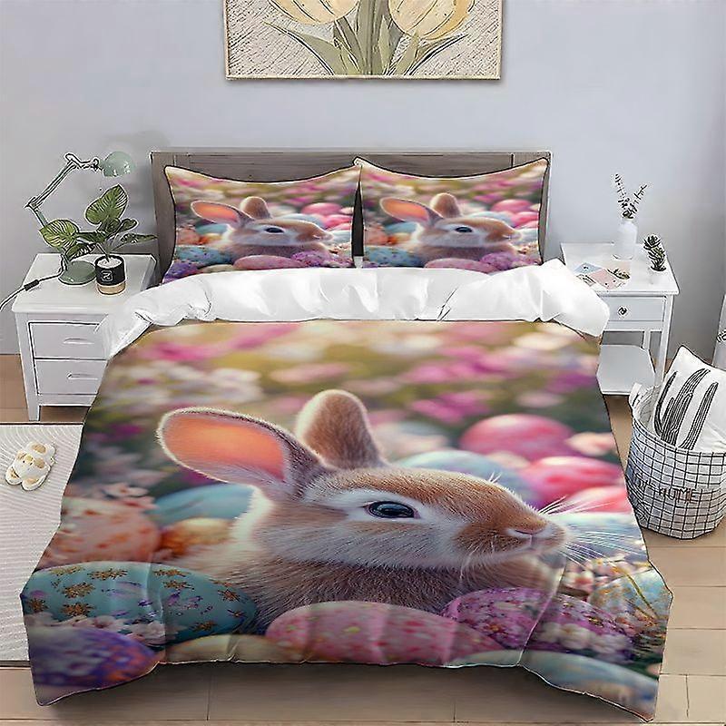 Easter Spring Day Warm Pattern Set Soft Duvet Cover + Double Pillowcase