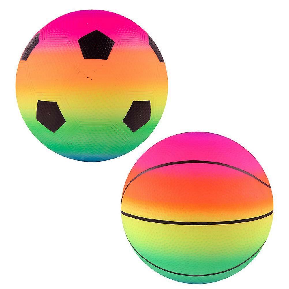 Creative Rainbow Basketball Toy for Playing 2Pcs Children Bouncing Balls