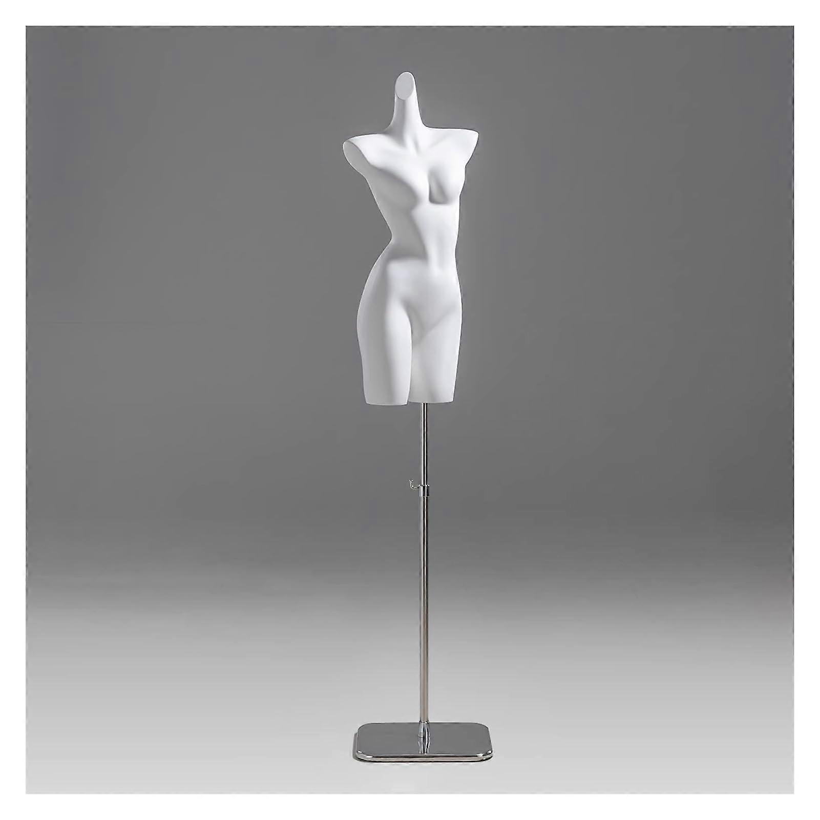 Mannequin Torso with Adjustable Height Stand, White Display for Clothing, Stable Solid Base