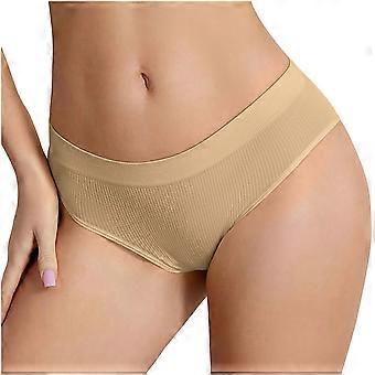 Sous-vêtements sans coutures pour femmes, en coton respirant, beige, taille M