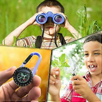 Kids Binoculars with Magnifying Glass & Compass - 8X Magnification for Outdoor Adventures - Perfect Gift for Ages 4-8