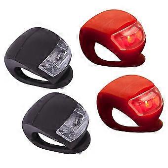 4pcs Fahrrad Fahrrad Silikon Kopf Vorderrad Hinterrad Sicherheitslicht Licht Lampe Set Helles wasserdichtes Fahrradzubehör (2 Schwarz und 2 Rot)