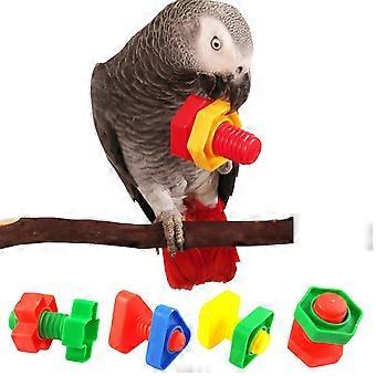 Parrot Chewing Toy Plastic Screw Shape for 4Pcs Bird Cage Bite Toys