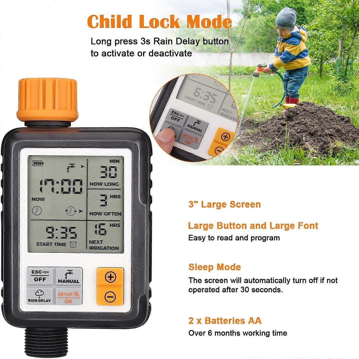 1pc Automatic Garden Watering Timer, Outdoor Watering Timer, Water Timer with Large LCD Display