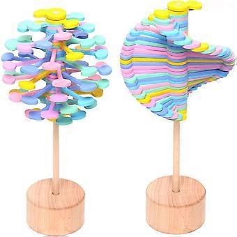 Juguete de madera para aliviar el estrés, 2023 Nuevo juguete de descompresión de varita giratoria giratoria mágica, juguetes sensoriales de piruleta espiral de madera multicolor Gif