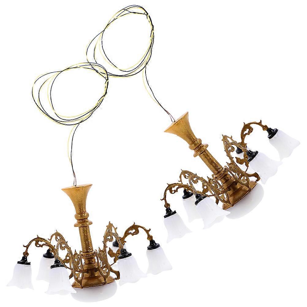 2pcs Miniature Model Chandelier Tiny House Ceiling Lamp Sand Table Ceiling Light Model