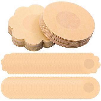Nipple Covers for Women 60 Pcs Disposable Invisible Breast Petals Round Lace Pasties Non-Woven Adhesive Bra Tape Beige Nude Sticky Boob Backless Dress