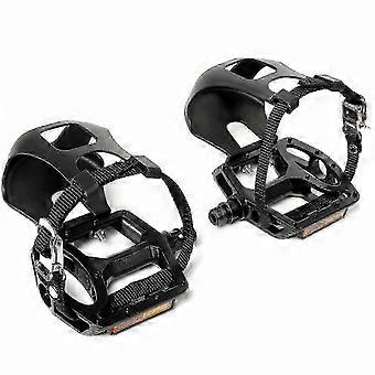 Pédales de vélo d'appartement universelles avec cale-orteils pour Peloton - Noires (lot de 2)