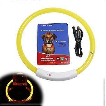 USB Rechargeable LED Pet Collar Fiber Optic Glow Weatherproof PVC Night Walking Safety