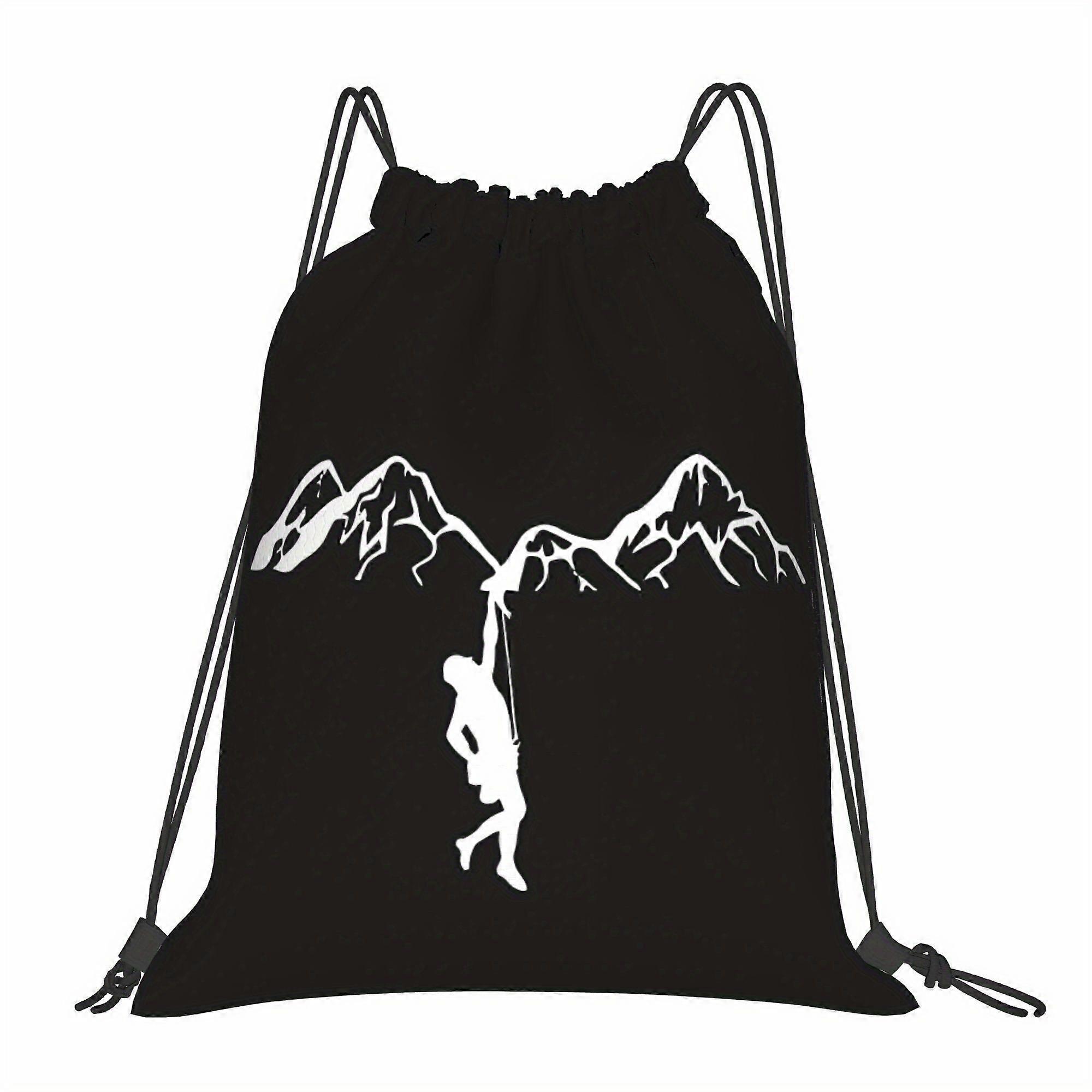 2D Flat Drawstring Bag, Rock Climbing Drawstring Backpack, 2D Flat-Cqazw