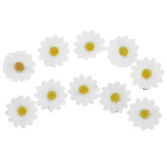 Stylish Daisy Hair Clips for Women and Girls with Strong Grip and Elegant Cloth Design White 10pcs