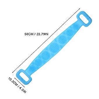 Dual Sided Shower Belt for Body Massage Blue Silicone Back Scrubber