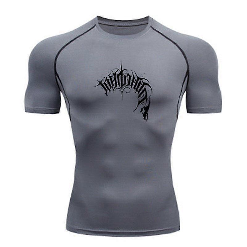 Men's Quick Dry Compression Workout Tshirt, Gothic Dark Prin