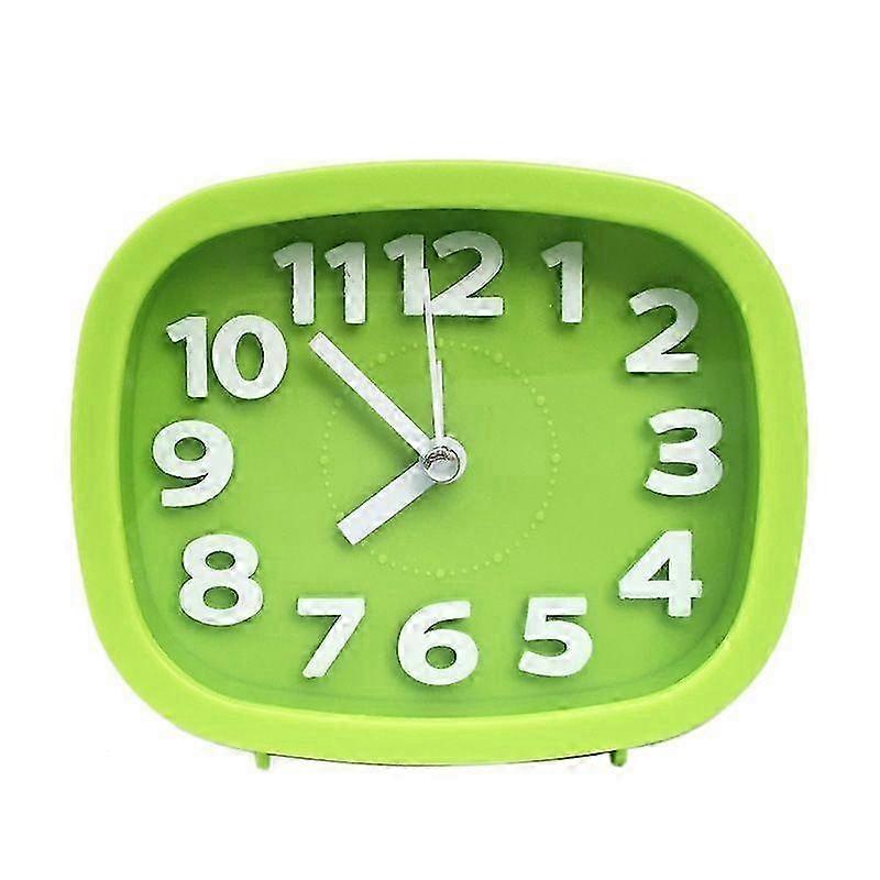 Square candy-colored 3D digital silent alarm clock (green)