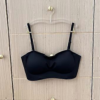 4 cm tykk push-out ensfarget bandeau-BH, sommerlig sømløs allsidig stroppeløs BH for tenåringsjenter