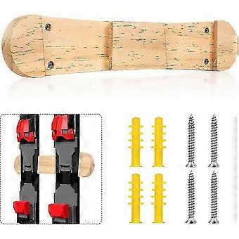 Wood Ski Rack, Natural Wood Color, Includes Wood Screws and Drywall Anchors for Wall or Vehicle Mounting