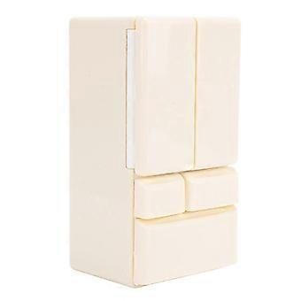 Dollhouse Miniature Refrigerator Double Door Plastic Beige for Kitchen Scene Pretend Play Toy