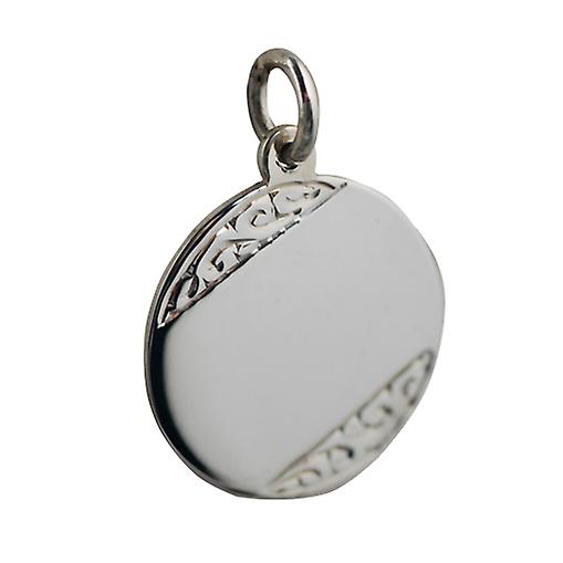 Silver 20mm round hand engraved Disc