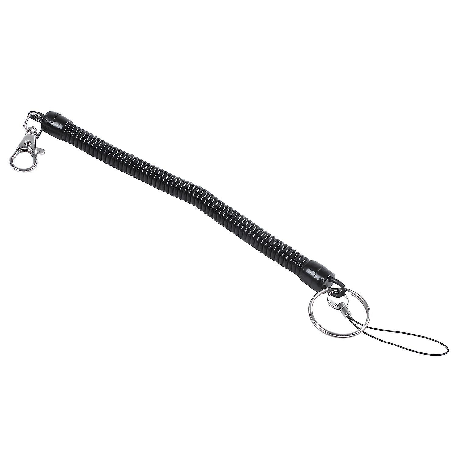 Black Spring Cord Rope Swivel Lobster Clasp Keyring Chain Strap