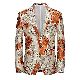 Men´s Slim Fit Embroidery Floral Print Sress Suit...